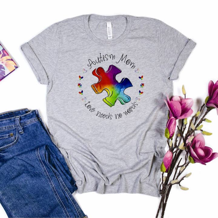 Autism Mom Love Needs No Words Tee for wholesale by Peach Closet