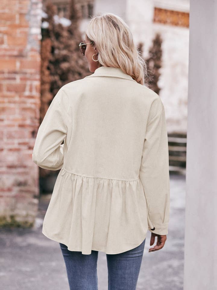 Suhkasana - Wholesale Button Down Shirt - Women's - Casual Corduroy Babydoll Shirt Vintage-Inspired Top15