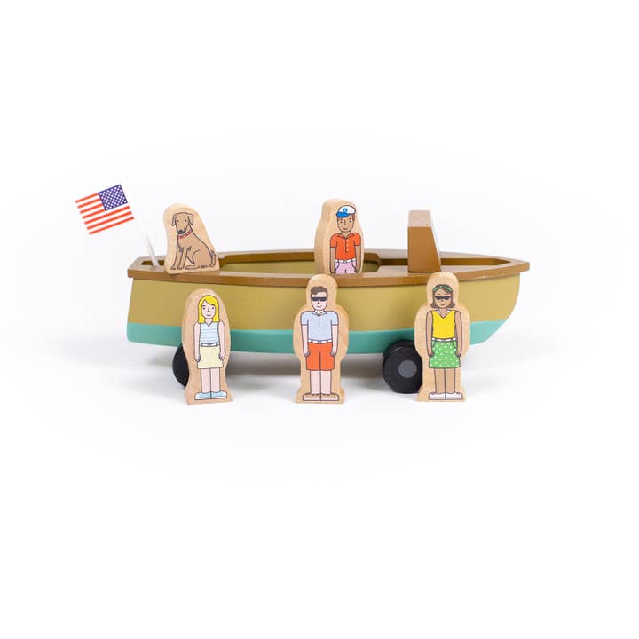 Jack Rabbit Creations - Wholesale Wood toy – Child - Vintage Lake Boat Magnetic Skiff2