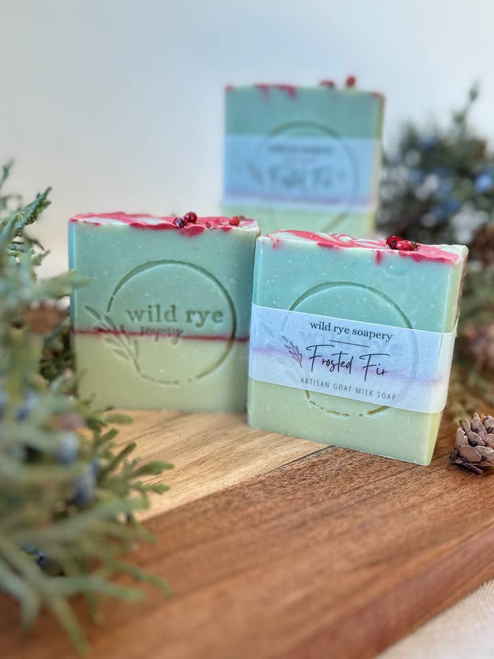 Frosted Fir Goat Milk Soap for wholesale by Wild Rye Soapery
