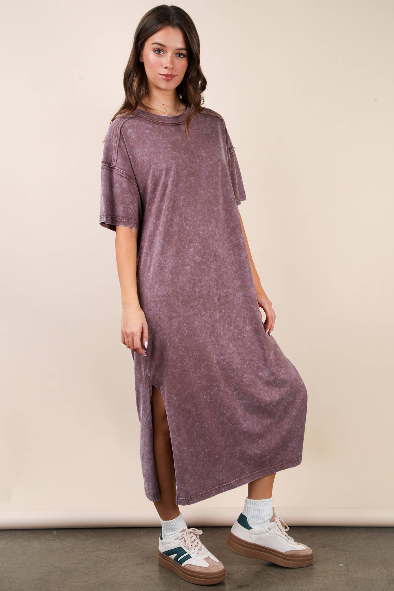 VERY J - Vente Robe – femme - Robe midi décontractée confortable lavée minérale34