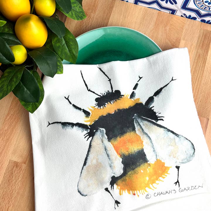 Flour Sack Tea Towels, Bumblebee, Garden Theme for wholesale by Chavah's Garden – Chavah's Garden