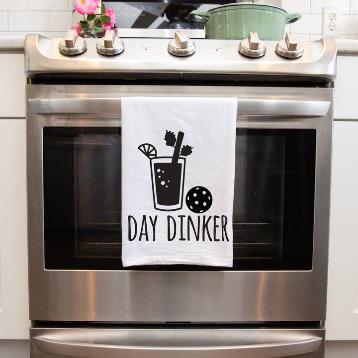 Day Dinker, Funny Pickleball Drinking Kitchen Hand Towel for wholesale by Designing Moments