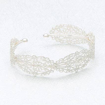 Wide Filigree Open Bangle Bracelet-Silver for wholesale by S&A Fashions