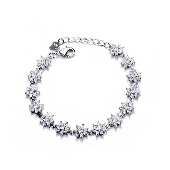 Genuine Crystal Sterling Silver Flower Bracelet for wholesale by Amy and Annette