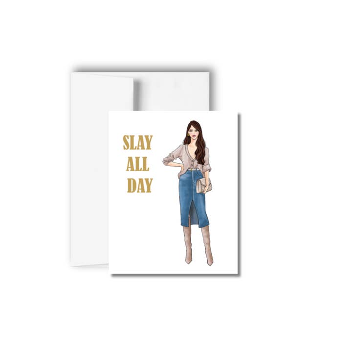 Slay Geburtstags-Grußkarte für den ganzen Tag, Abbildung einer Frau für den Großhandel von Brandi Creations Design Studio