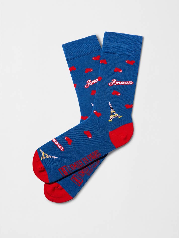 BeEmilyInParis Amour Blue - 100% Organic Cotton for wholesale by BESOCKS