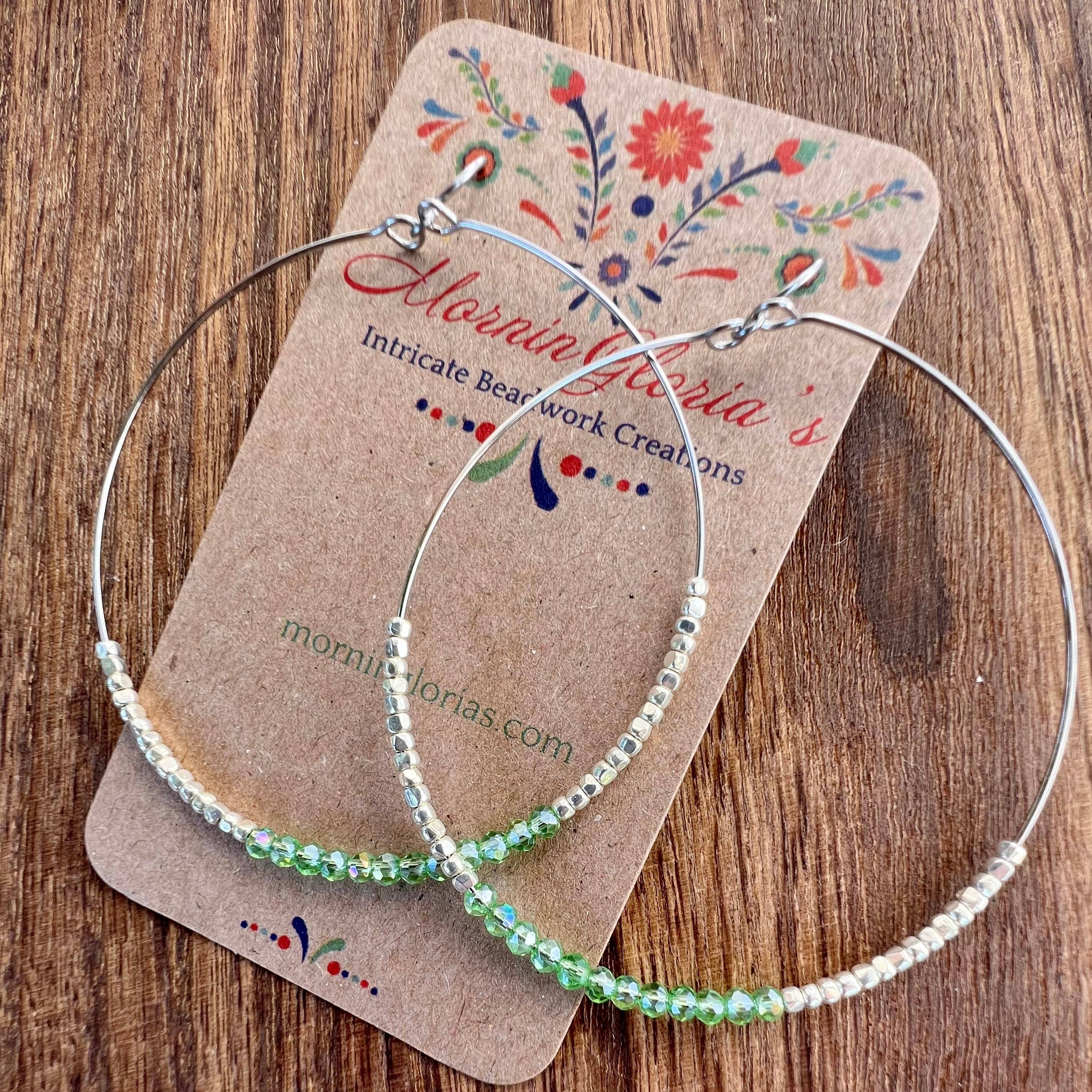 MorninGloria's - Wholesale Hoop Earrings - Crystal Beaded Hoop Earrings7