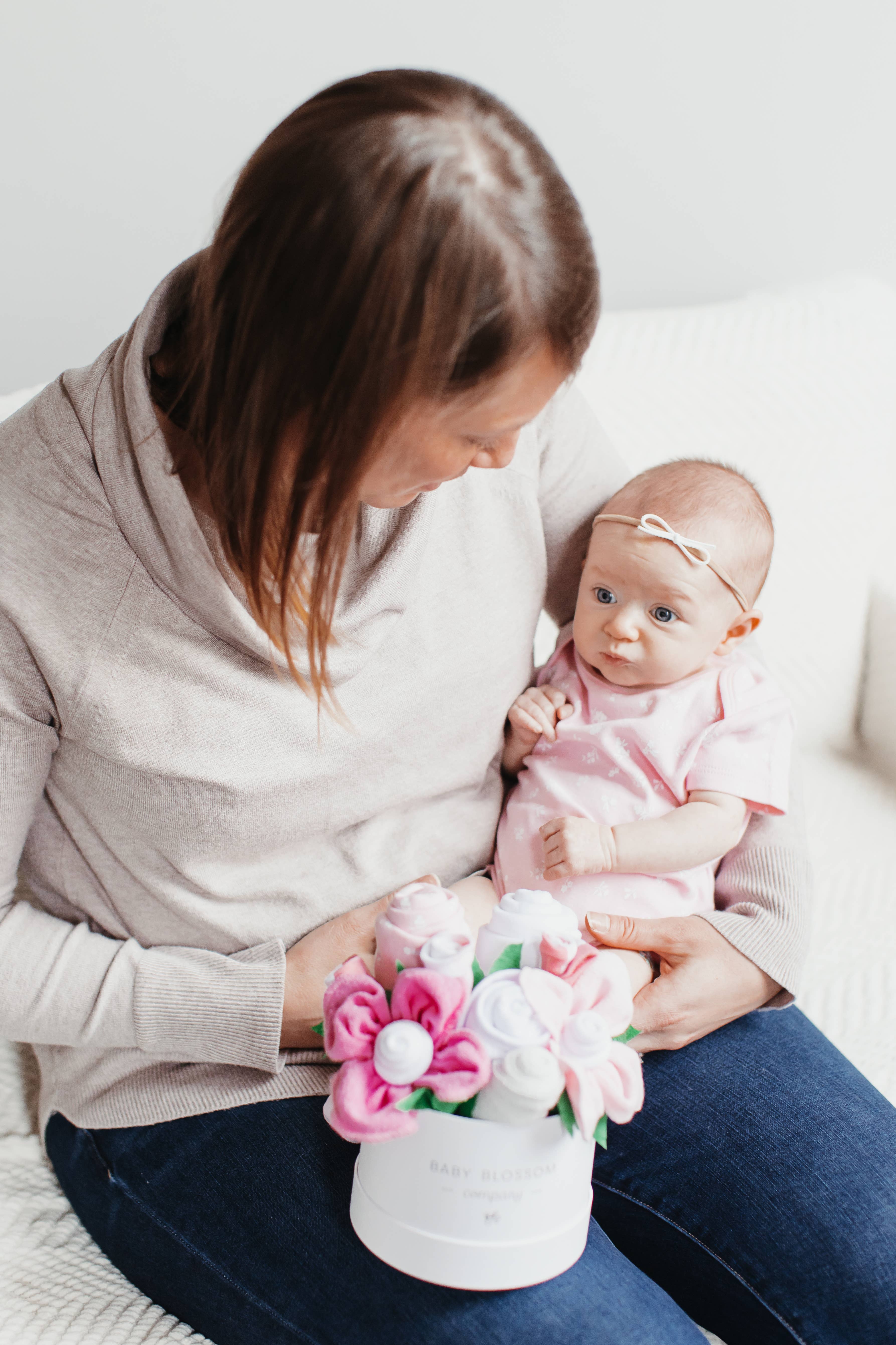 Baby Blossom Company - Wholesale New Mom Gift Box/Set - Petite New Mom Baby Girl Gift Box Bouquet -Floral7