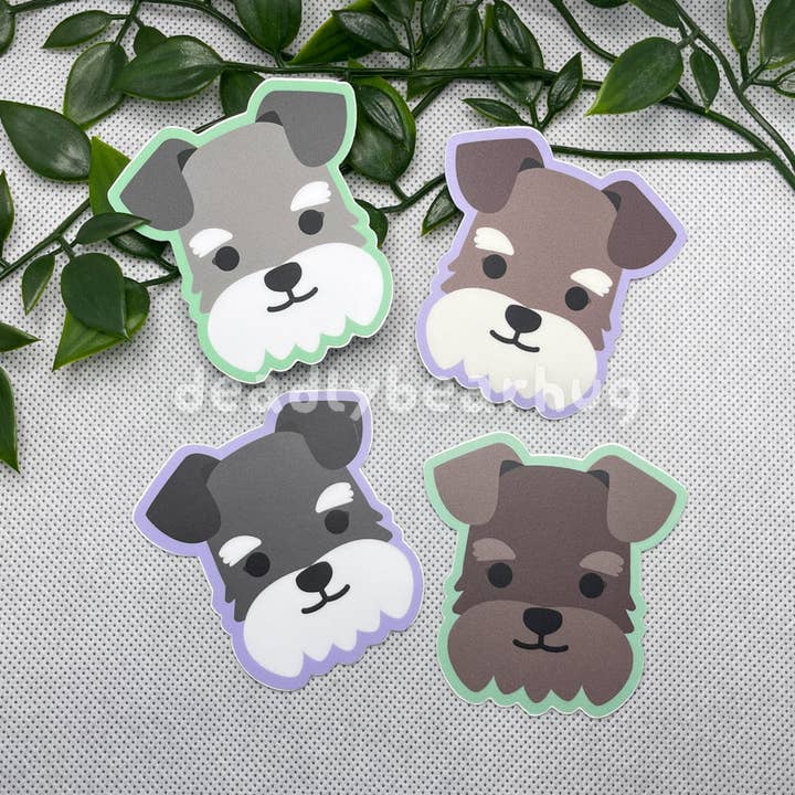 Schnauzer Dog Weatherproof Matte Vinyl Sticker Decal / Salt Liver Black Pepper Silver for wholesale by deadlybearhug