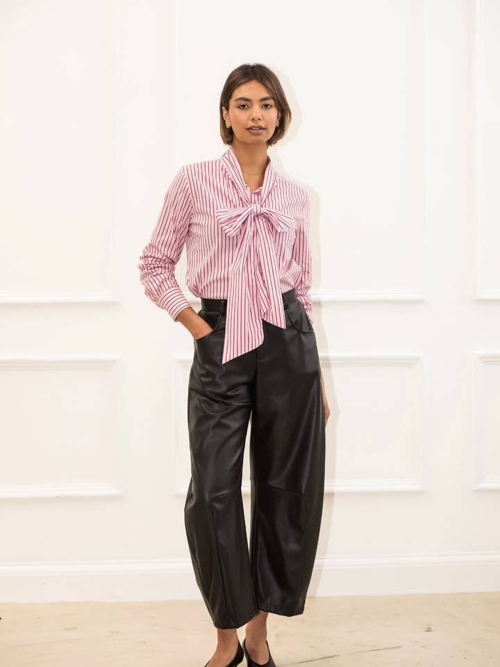 Lily Randig Skjorta med Rosett - Rosa för wholesale av Libby Loves