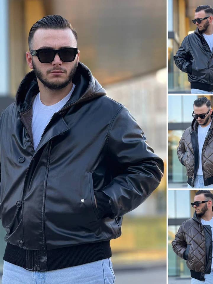 Chaqueta de cuero reversible para hombre para venta al por mayor de PremiumDenim