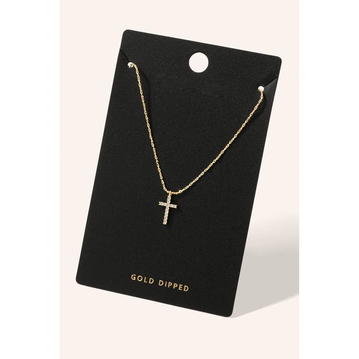Fame Accessories - Wholesale Pendant/Charm Necklace - Rhinestone Cross Pendant Necklace