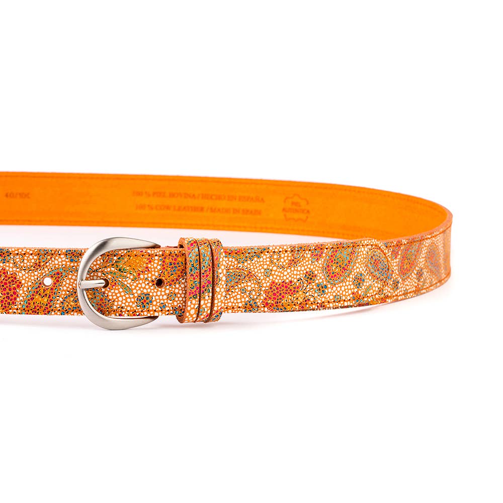 VALTICO - Wholesale Belt - Women's - Colourful leather tapestry belt with floral print.8