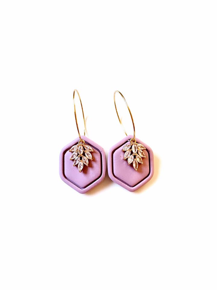 Lilac Purple, Elegant Clay Earrings for wholesale by Clay by K