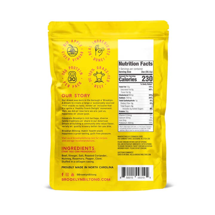 Brooklyn Biltong - Wholesale Jerky - 2oz Grass Fed Whole-wors Beef Bites