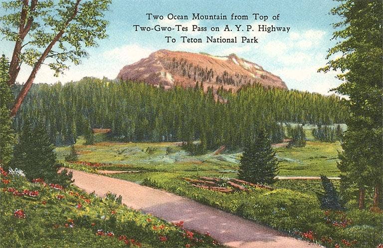 Found Image Press - Wholesale Postcard - Postcard WY-110 Two Ocean Moutain, The Tetons0