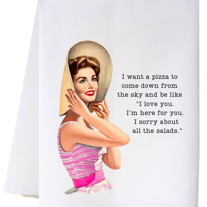 I Want A Pizza Kitchen Towel for wholesale by Cora & Pate