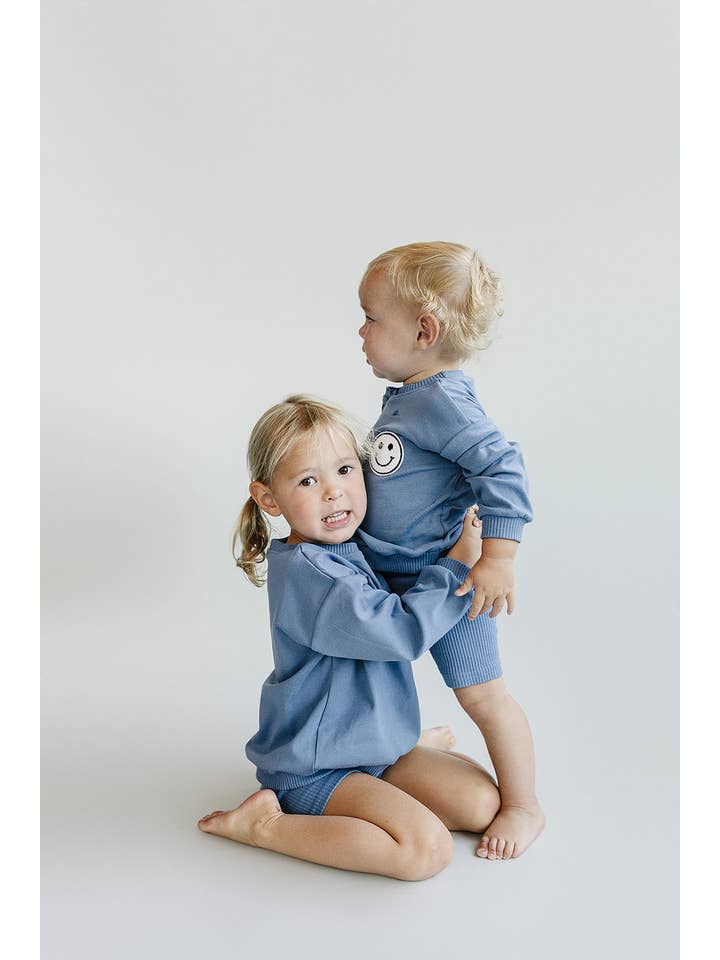 Lucky Panda Kids - Wholesale Top & Short Set - Kids - Baby & Kids Biker Shorts Set | Blue3