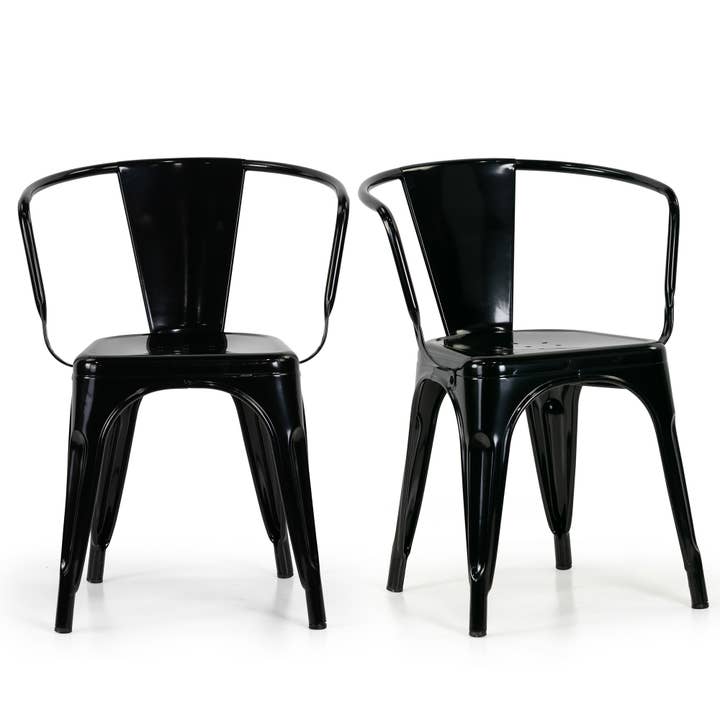Set of 2 Baruna Black Metal Dining Chairs with Open Back for wholesale by Glamour Home