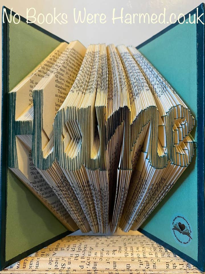 "Hame" Hand Folded Book Art Sculpture Gift for wholesale by No Books Were Harmed.co.uk