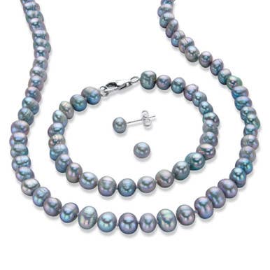 Freshwater Pearl Earrings, Necklace & Bracelet Set for wholesale by PalmBeach Jewelry
