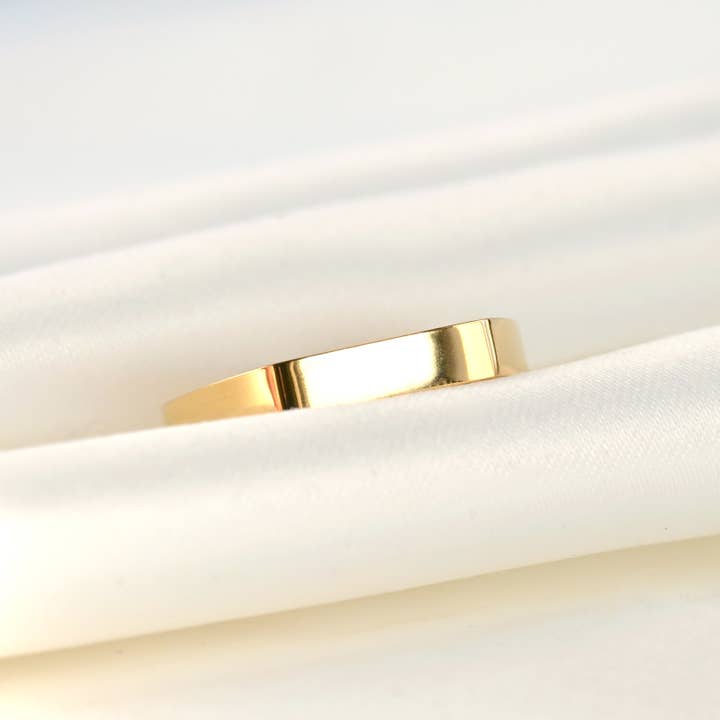 Blueyejewelry – Anel de sinete por atacado – Anel Slim Signet - Anel Impermeável 18k Retângulo Dourado3