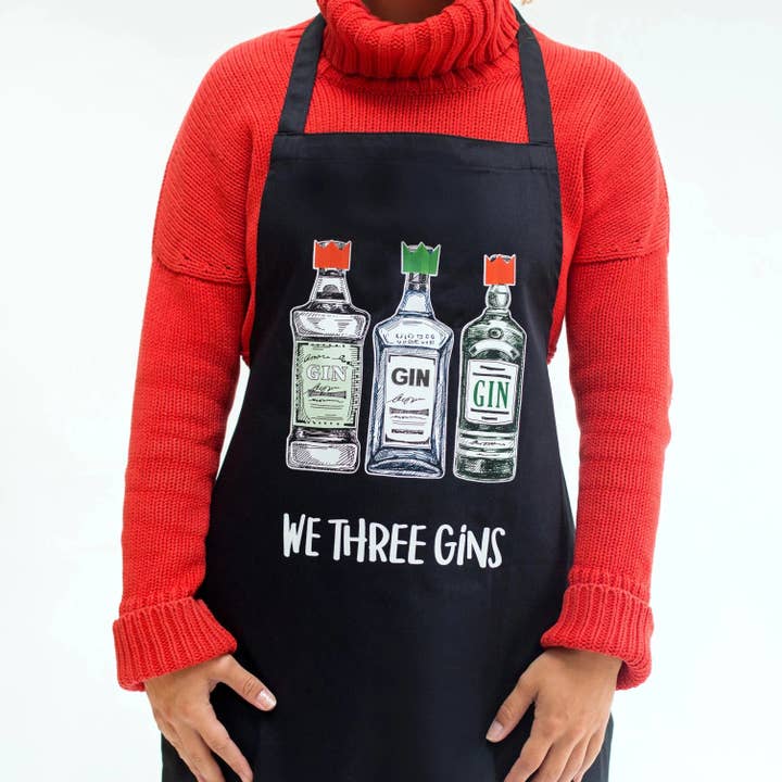 'We Three Gins' Christmas Apron for wholesale by Of Life & Lemons