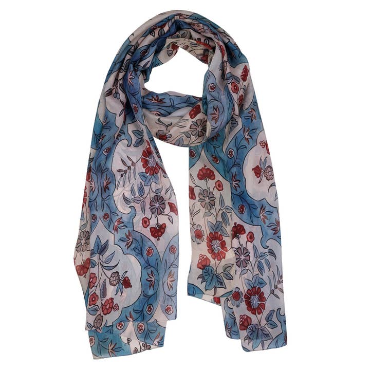 Floral Pure Silk Designer Scarf for wholesale by Namaskar Australia