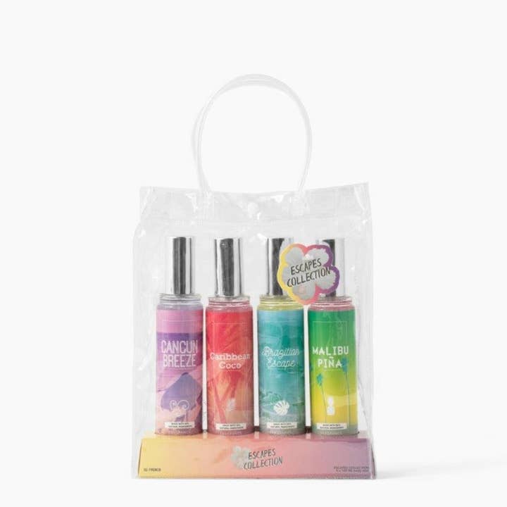 So French Perfumes - Wholesale Face & Body Mist/Water - Escapes 4-Piece Body Mist Sampler Set
