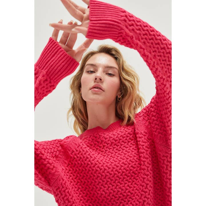 HYFVE - Wholesale Knit Sweater - Women's - DZ24F025-Swirl Knit Sweater