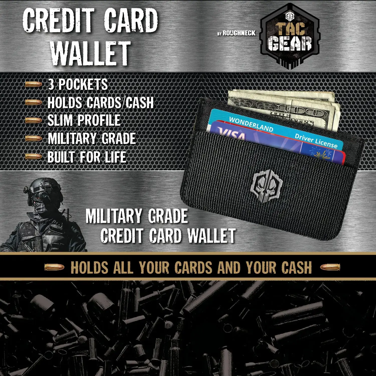 Novelty Brands - Wholesale Retailer Display - Accessories - Tac Gear Credit Card Slim Wallet - 6/Display1