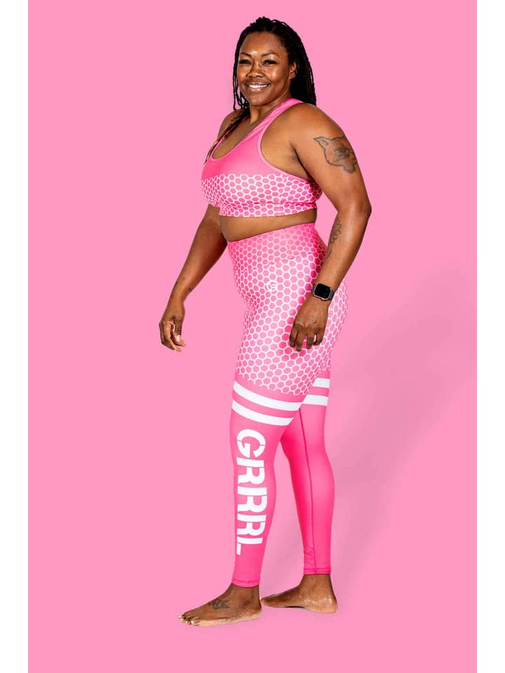 GRRRL - Wholesale Athletic/Lounge Leggings - Women's - Bubblegum Honeycomb Thigh High Next Level Leggings