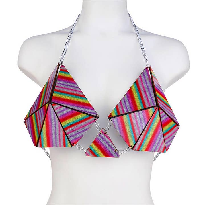Western Fashion - Wholesale Bralette - Women's - 14309RNB - Acrylic Bra Top - Rainbow