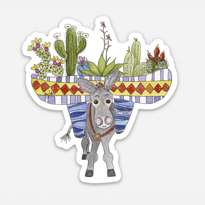 Burro Succulents Vinyl Sticker for wholesale by Zinnia Sky Studio LLC