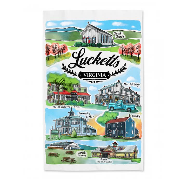 Lucketts Virginia Landmark Tea Towel for wholesale by Sweetgum Studio