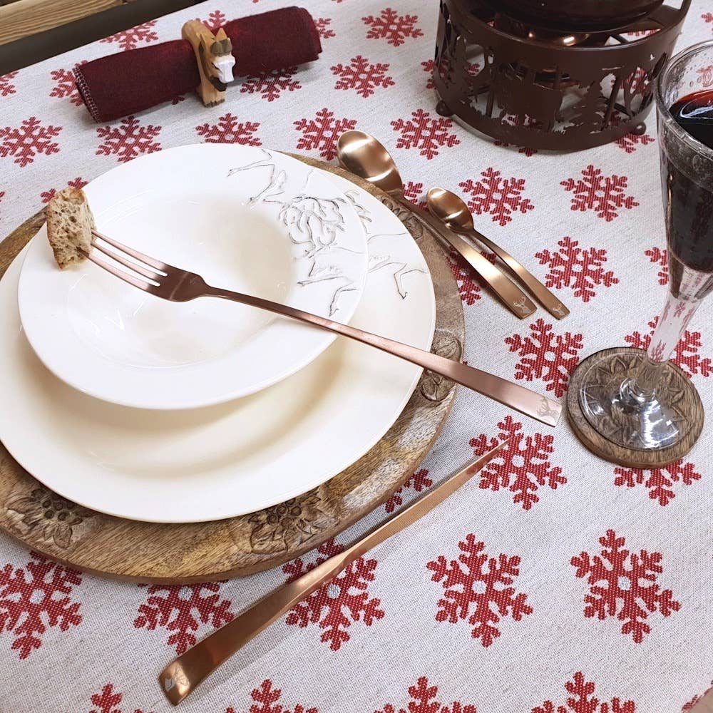 LES SCULPTEURS DU LAC – Garfo de mesa por atacado – Conjunto de 6 garfos de cobre fondue com veado gravado6