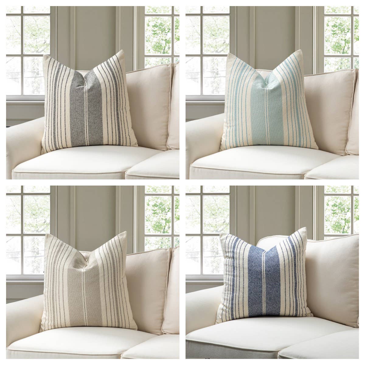HUIRESOURCE - Wholesale Throw/Decorative Pillow - French Stripe Throw Pillows - EG01 Pattern - 4 Color Options4