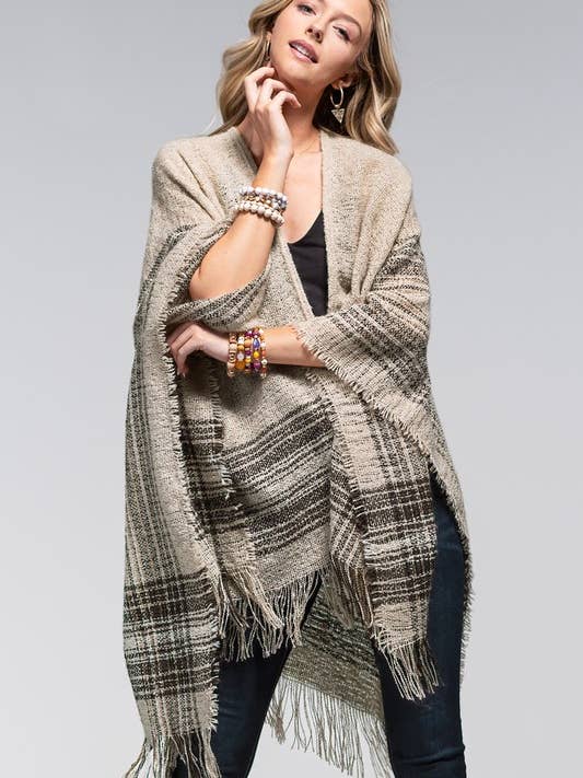 Ruana con flecos a cuadros para venta al por mayor de Shop Neighbors