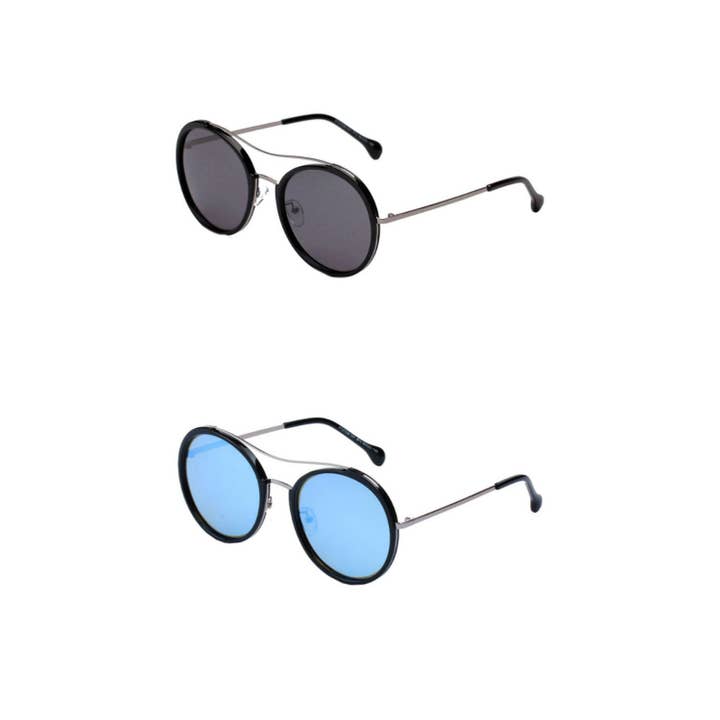 Classic Round Polarized Circle Brow-Bar Fashion Sunglasses for wholesale by Cramilo Eyewear