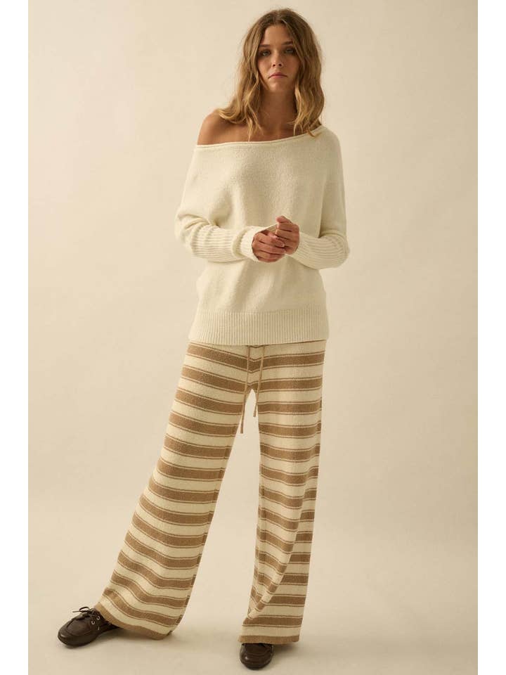 Promesa USA - Wholesale Knit Sweater - Women's - Textured Knit One-Shoulder Boatneck Dolman Sweater3