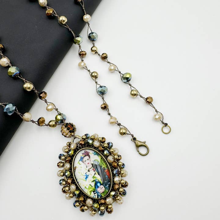 Ole - Wholesale Pendant/Charm Necklace - Random Frida Seed Bead Braided Pendant Necklace1