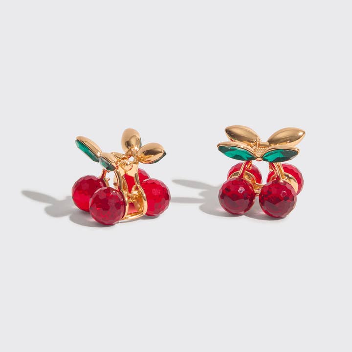 KITSCH - Wholesale Hair Clip - Women's - Mini Rhinestone Claw Clips 2pc Set - Cherry