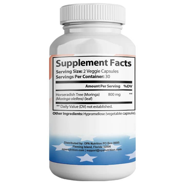 OPA Nutrition - Wholesale Oral Supplement/Vitamin - Moringa Capsules for Anti-Inflammatory, Energy, Immune