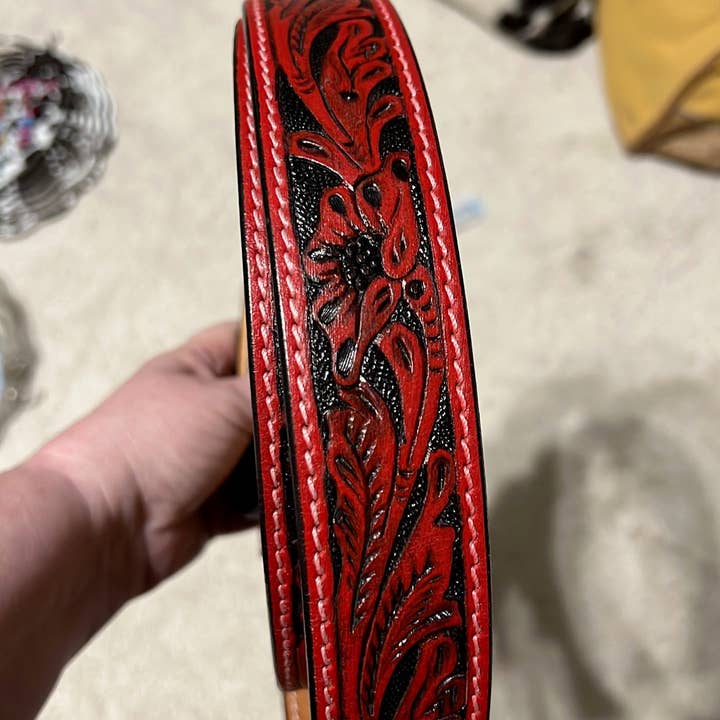RED and Black American Darling Western Buckle Belt XL/40 for wholesale by Cedar Hill Country Market