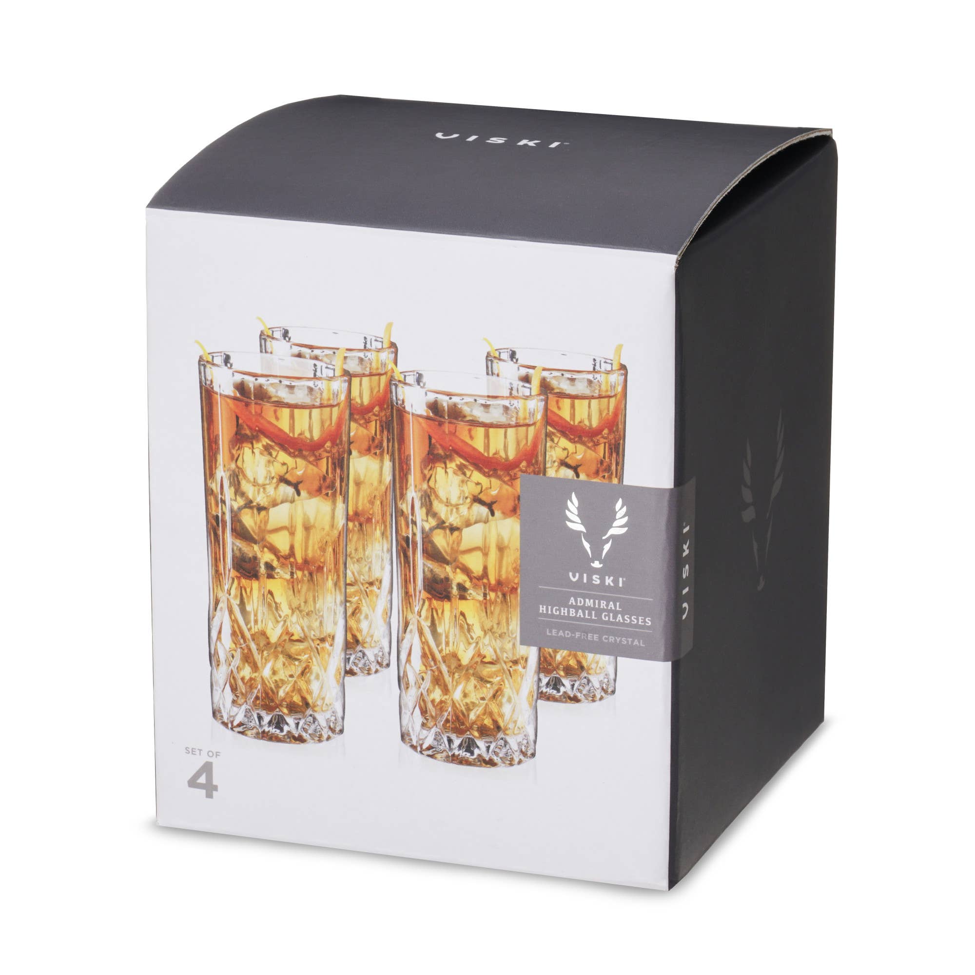 Viski - Vente Verres à cocktail/alcool - Ensemble de 4 verres highball en cristal de style vintage Admiral™1
