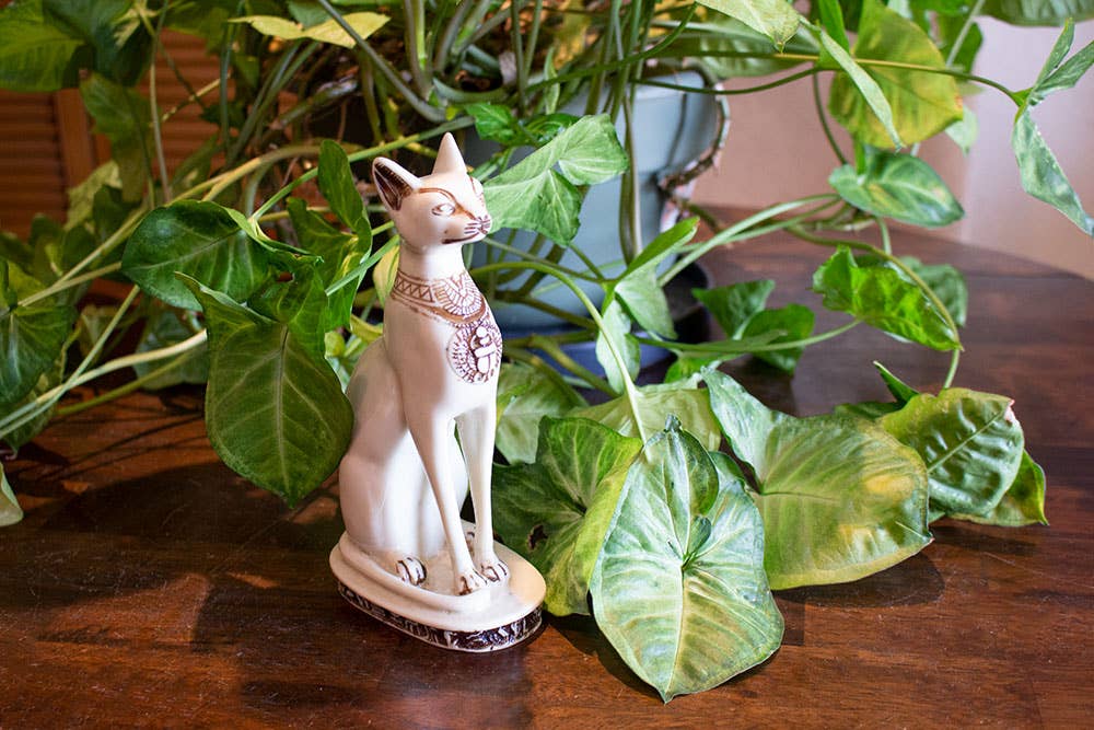 Discoveries, Inc. – Estatueta decorativa por atacado – Estátuas da Deusa Bastet - Gato Branco - Deusa Egípcia6
