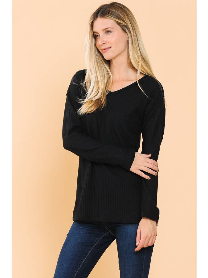 Burgundy Apparel - Wholesale Knit Top - Women's - BASIC KNIT V-NECK LONG SLEEVE TOP14