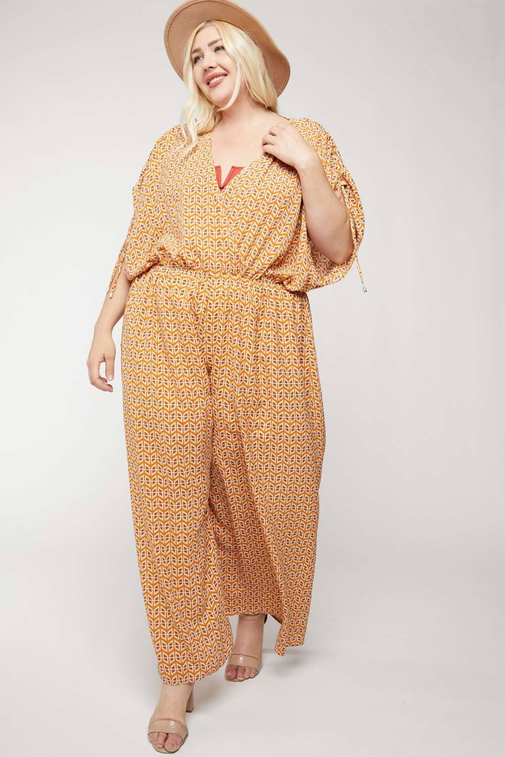 Davi & Dani - Vente Combinaison – femme - COMBINAISON SANS MANCHES IMPRIMÉE À COL EN V17