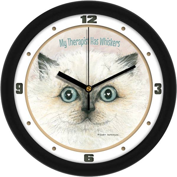 Therapist Whiskers Funny Cat Wall Clock by Gary Patterson for wholesale by Sun Time